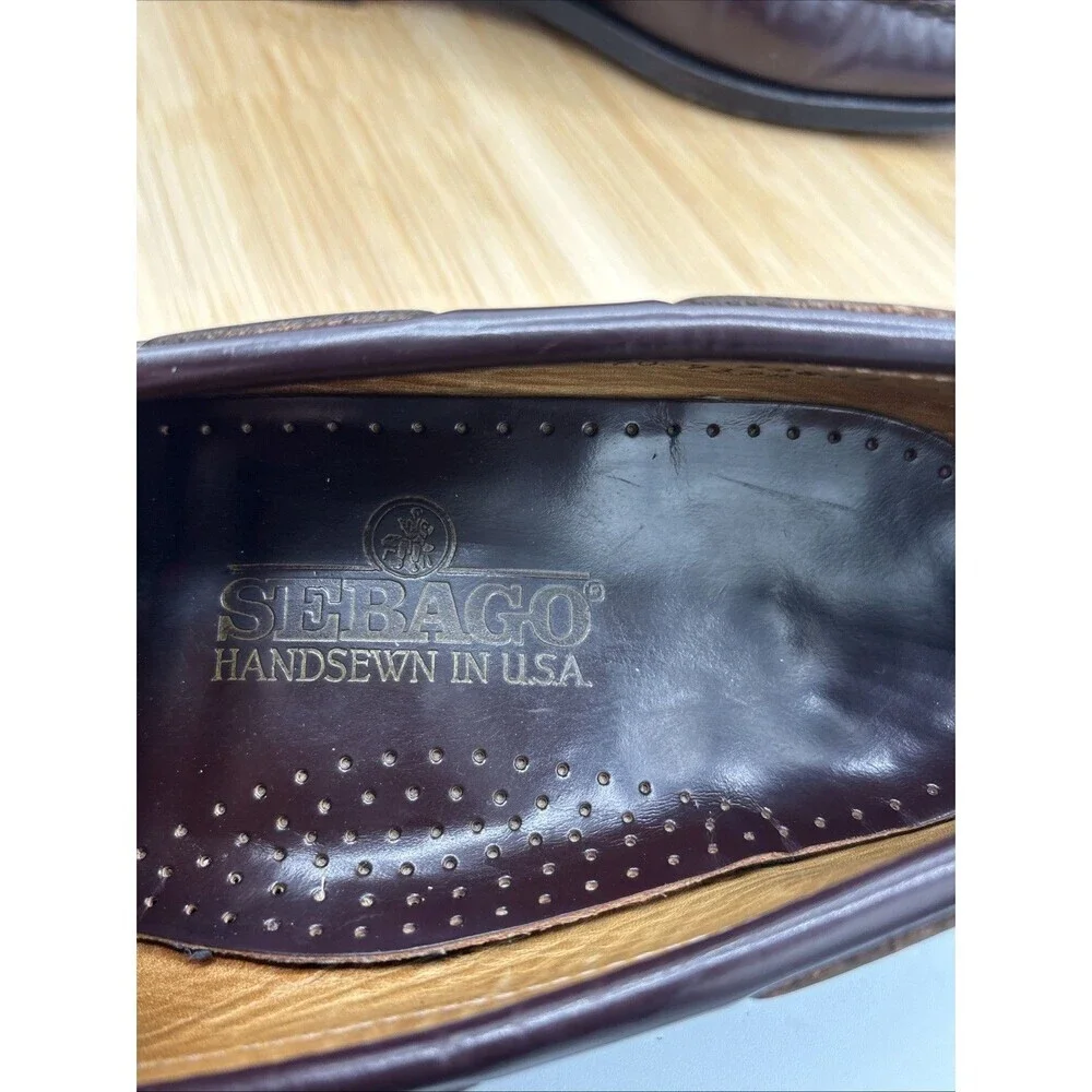Sebago Hand Sewn Tassel Loafers Burgundy Leather Men's 11C Classic